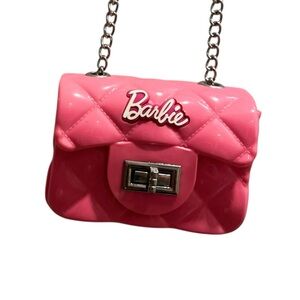 Barbie Pink Quilted Jelly Mini Crossbody Purse Chain Strap Hard Jelly Plastic